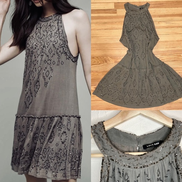 love sam beaded dress Drop Waist Beaded maxi dress